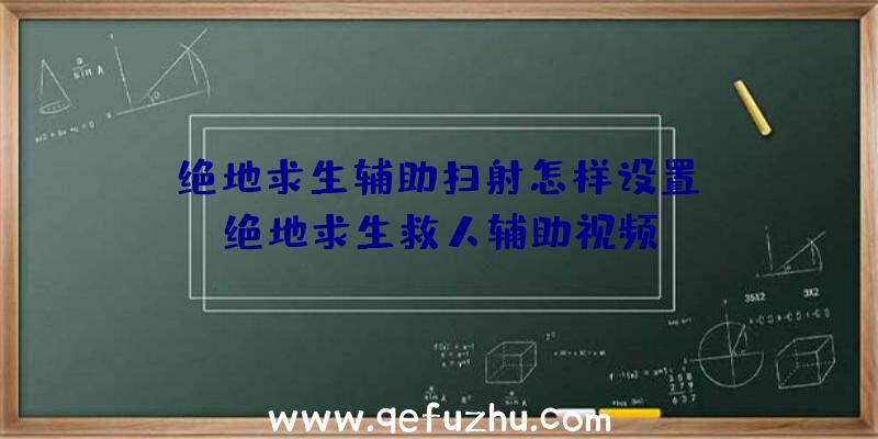 「绝地求生辅助扫射怎样设置」|绝地求生救人辅助视频